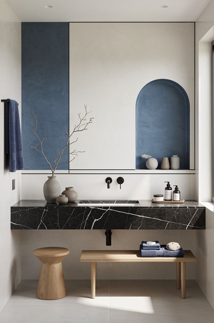 Build The Two-Blue Rule for an ocean bathroom aesthetic