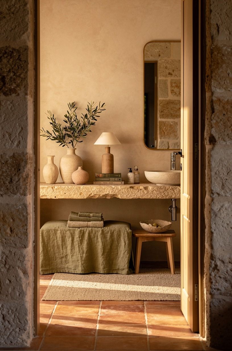 Edit the room into a timeless Mediterranean finish
