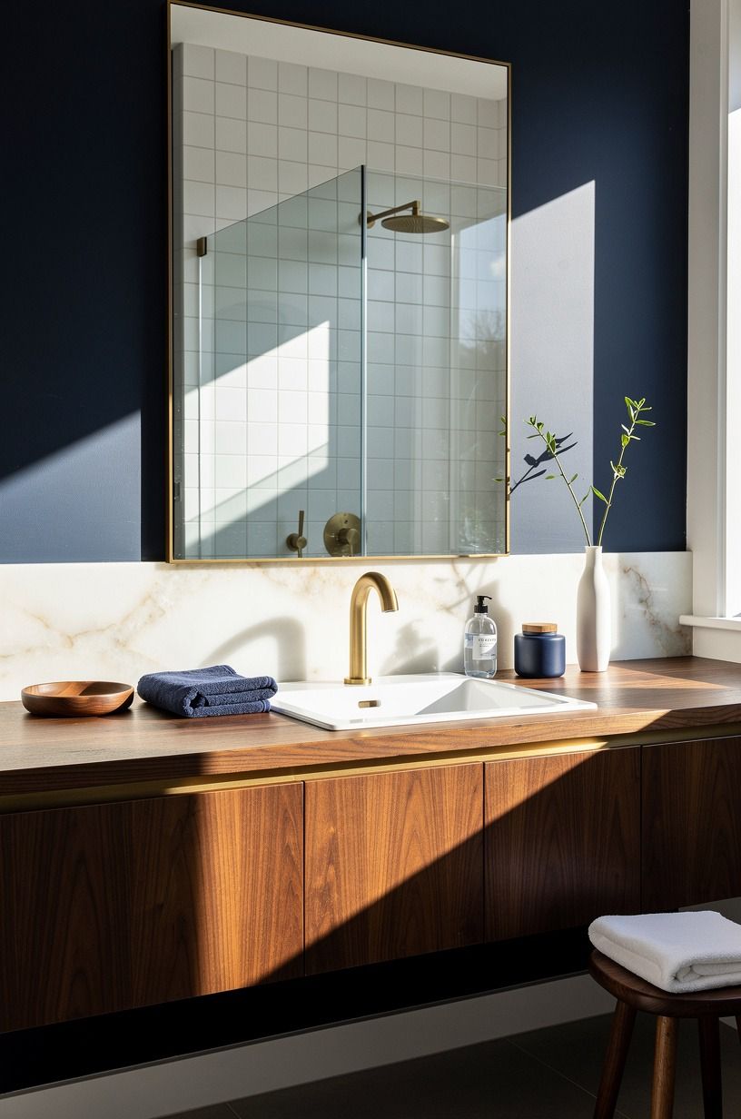 Hang a mirror that adds a sunlit shape