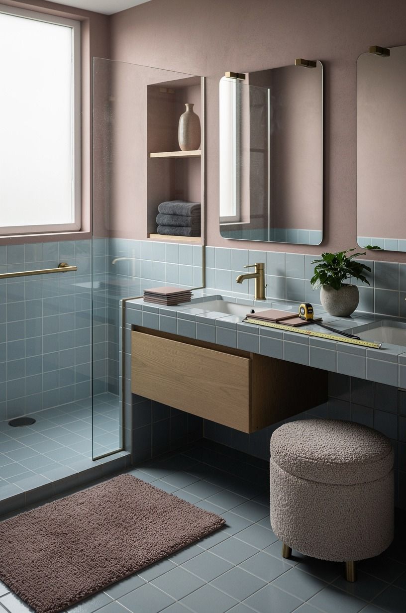 Measure before choosing bathroom light blue tiles