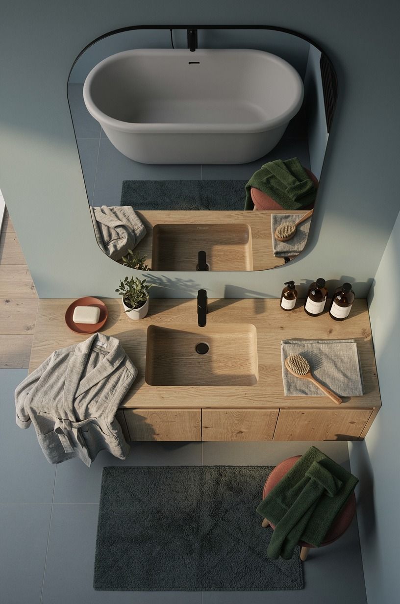Start with a sea-blue bathroom direction