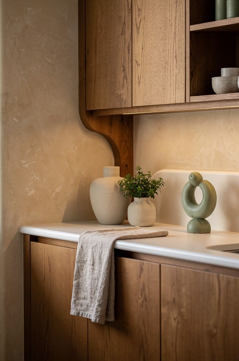 Choose warm woods over matching white