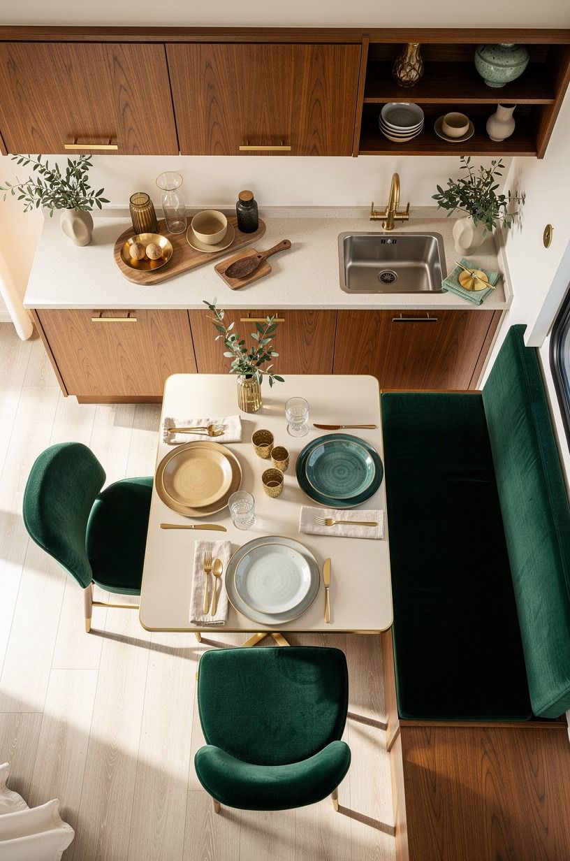 Could a tiny kitchen host six friends?