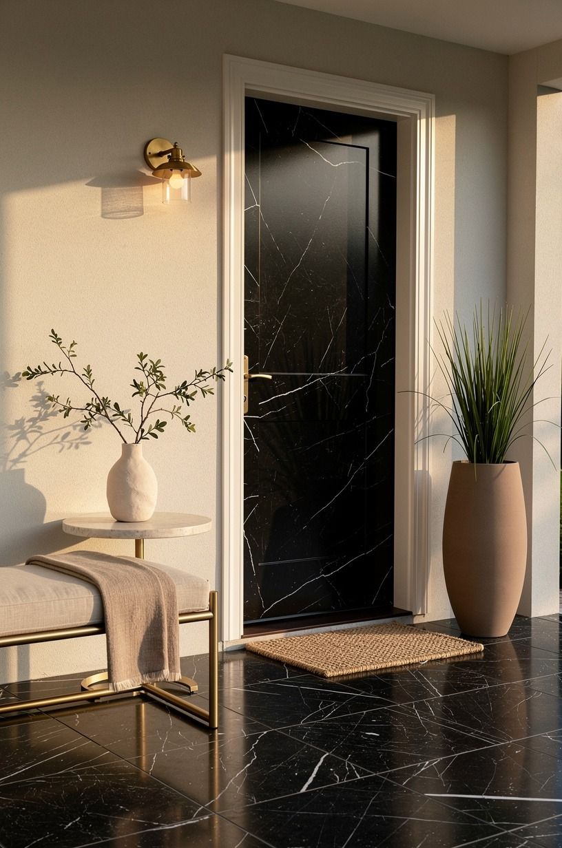 Anchor the Door With One Tall Planter