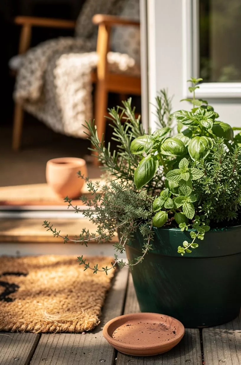 Mix Herbs Into a Sunny Doorway Planter