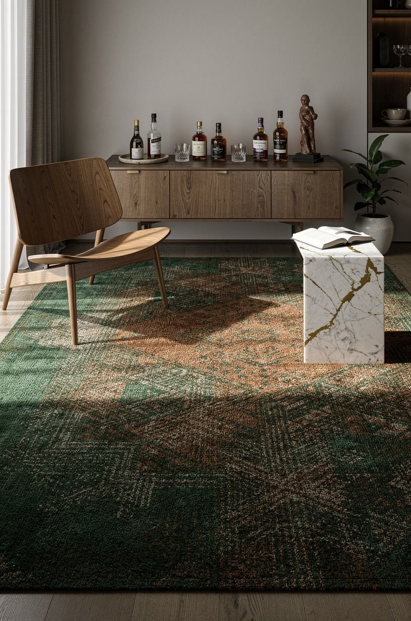 Try a rug that furniture overlaps