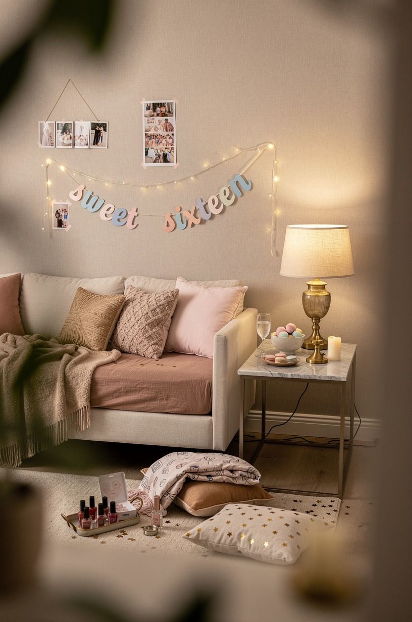 A Rental-Safe Wall for Sweet Sixteen Sleepover Ideas