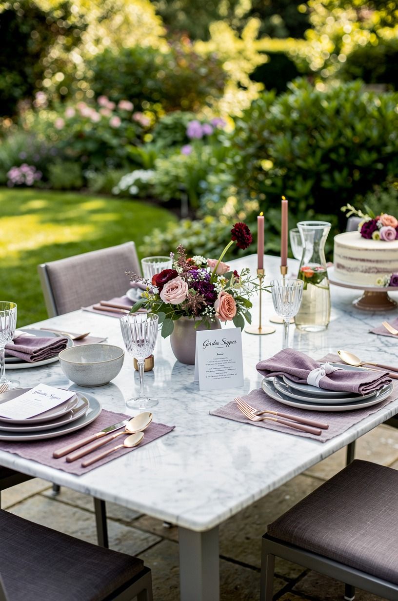 Paint a garden supper around one earthy color