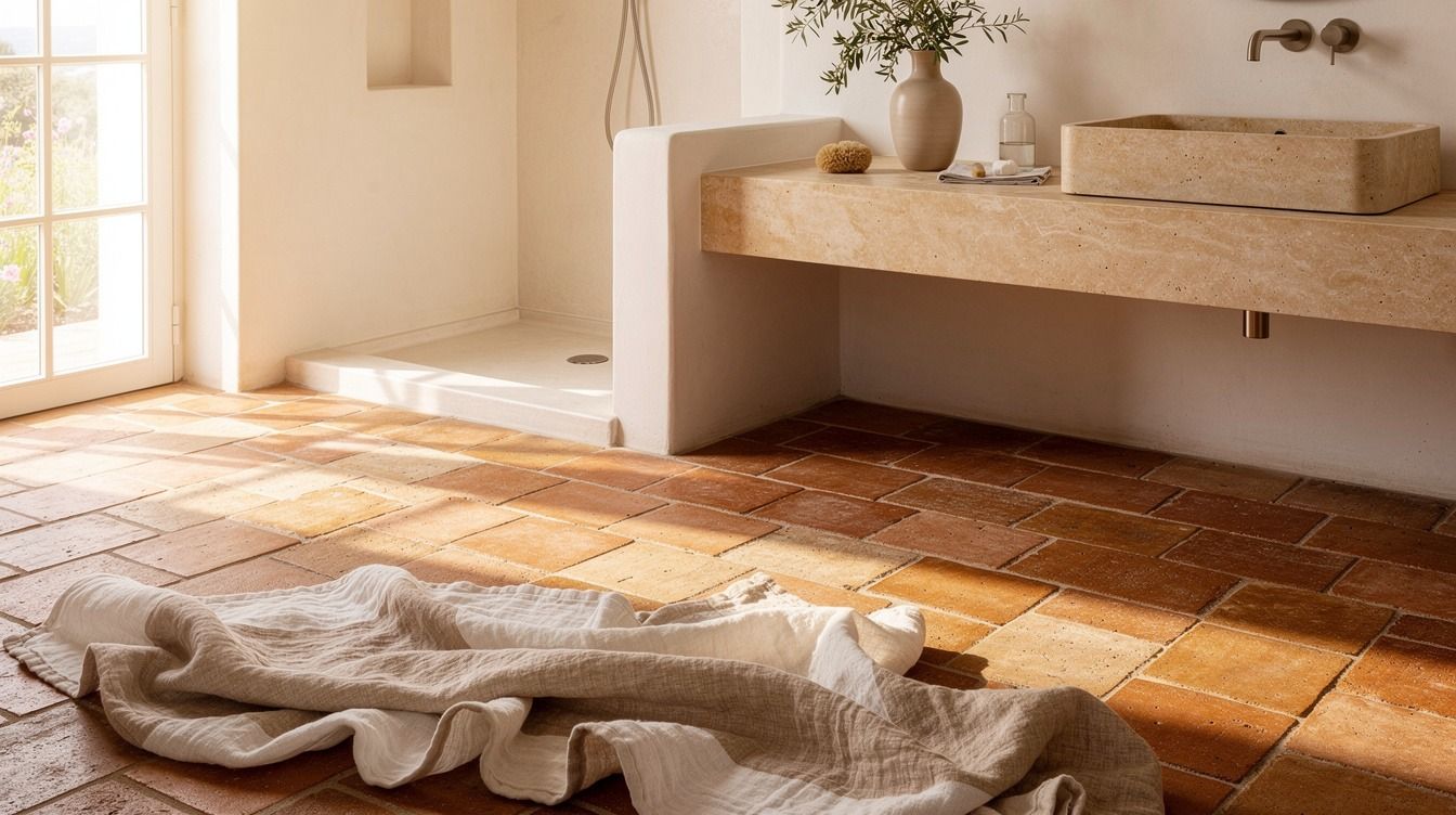 16 Terracotta Floor Ideas That Instantly Warm Up a Mediterranean Bathroom
