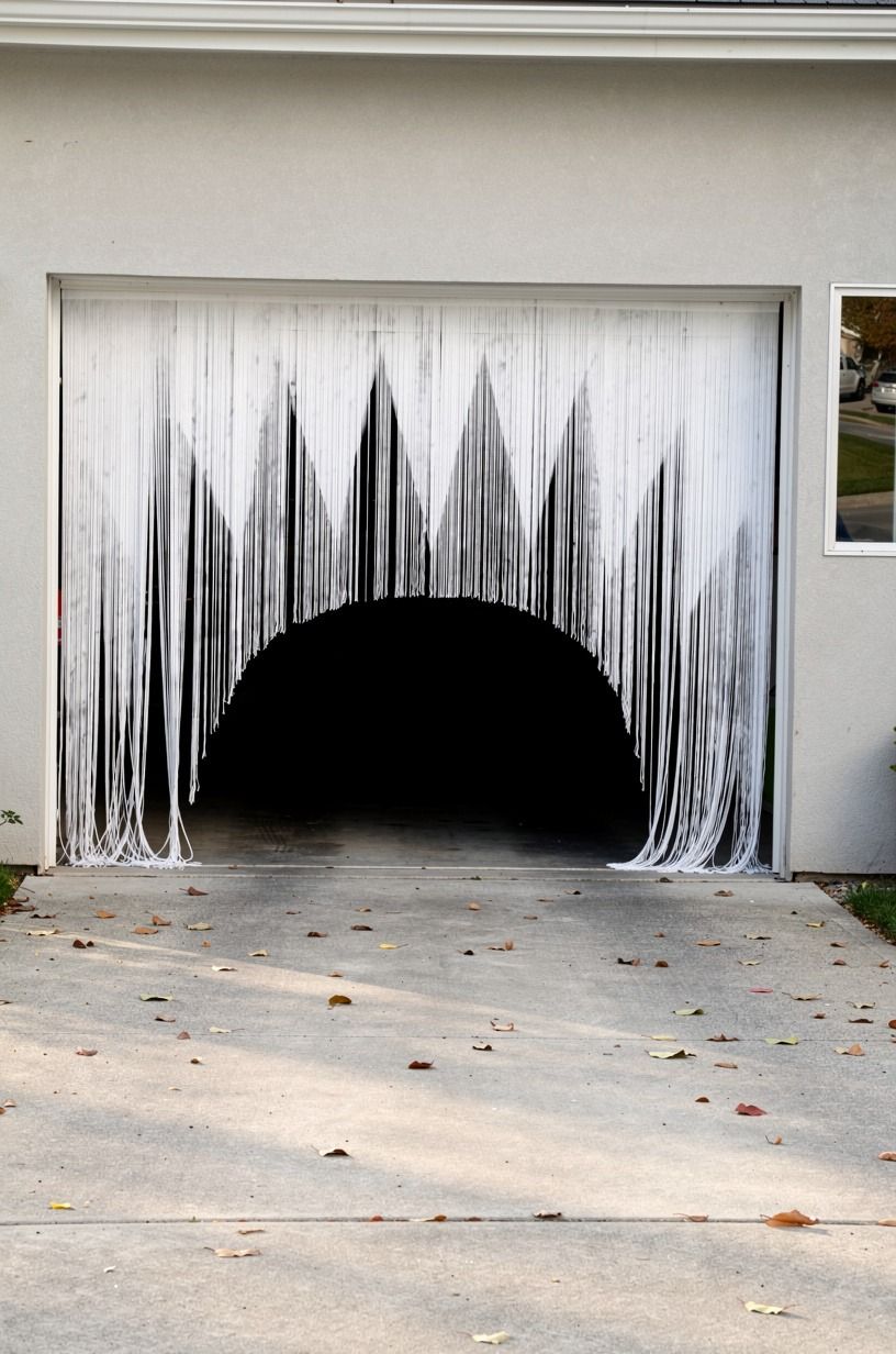 Hang a fringe curtain for teeth that move