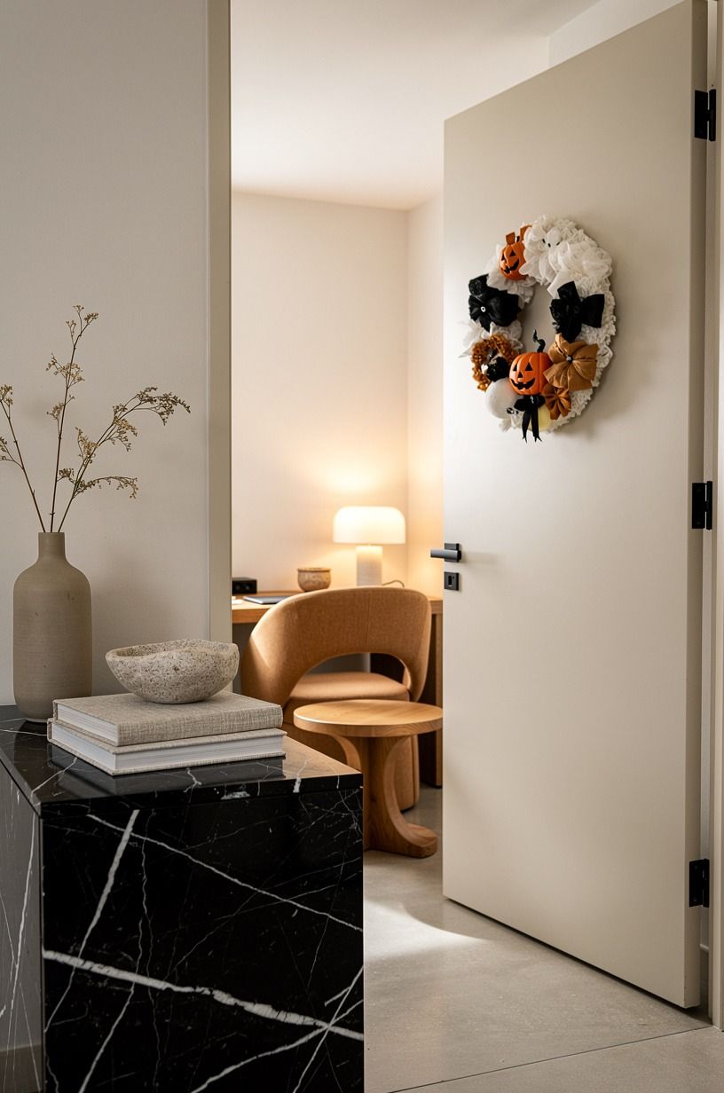 Hang a soft wreath on the home-office door