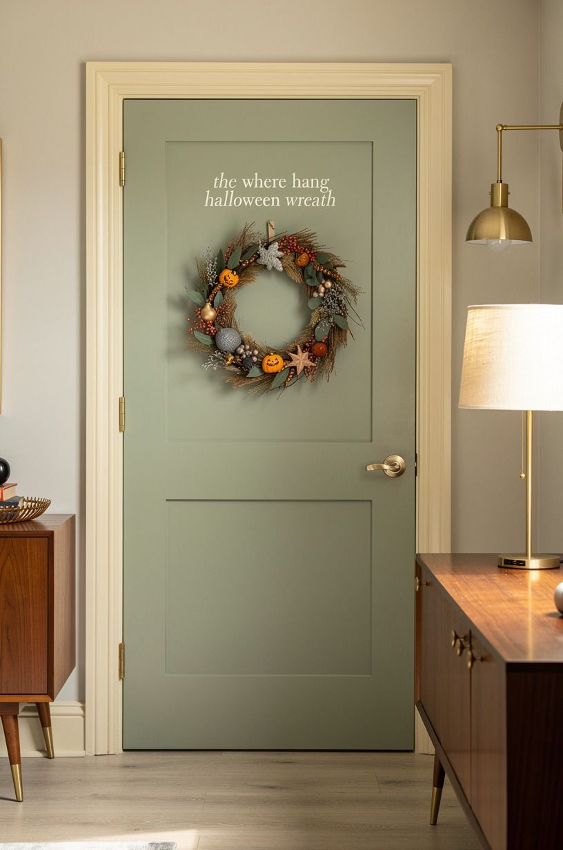 Hang an indoor Halloween wreath on the pantry door