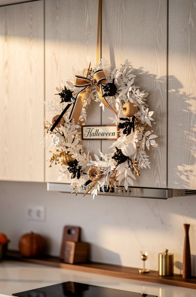 Try a wreath over the kitchen range hood