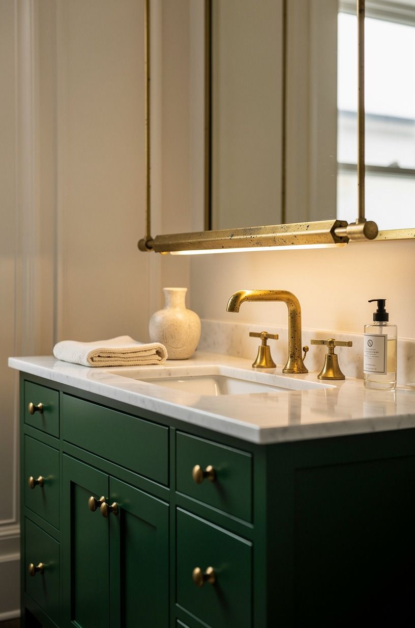 Layer a Warm Light Stack Above the Faucet