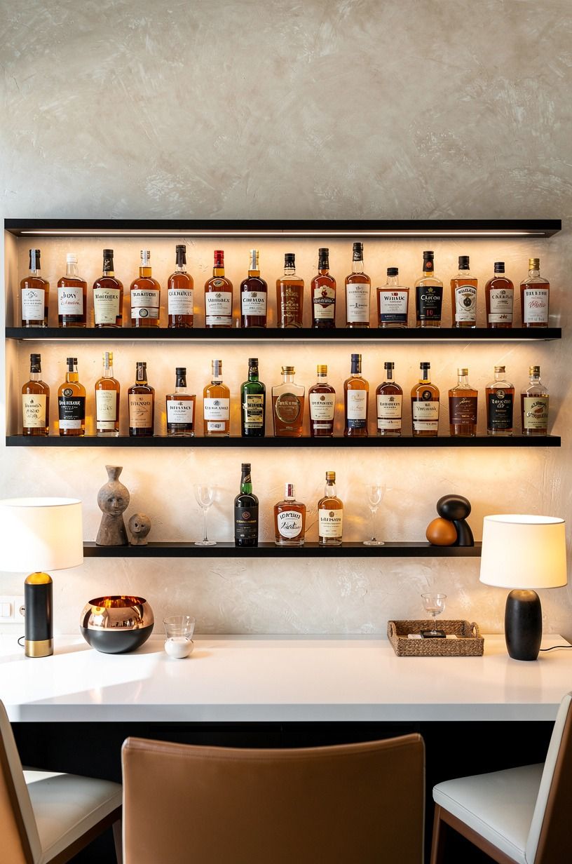 Frame the bottles with low picture lights