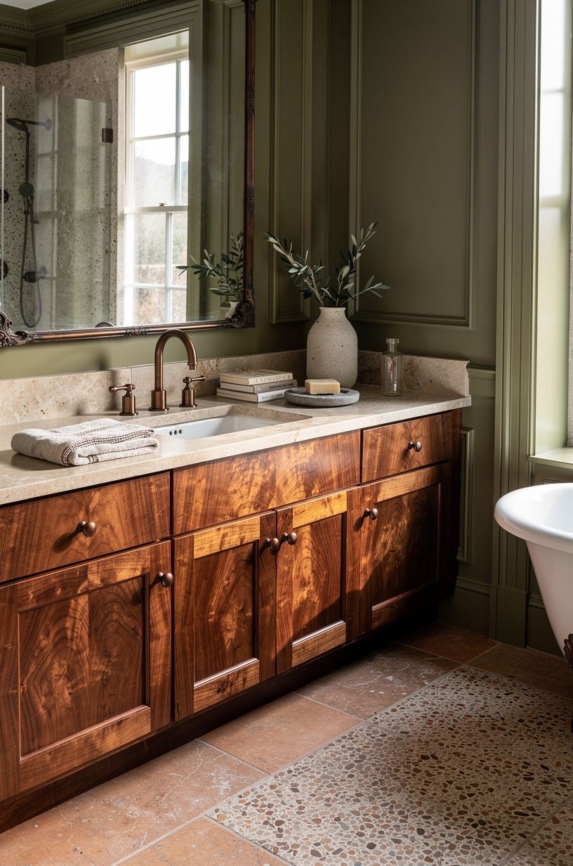Trade glossy hardware for aged bronze