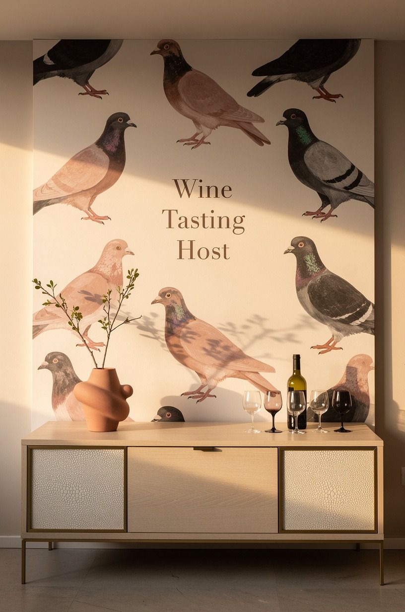 Paint a Pigeon Backdrop for Wine Tasting Party Decor