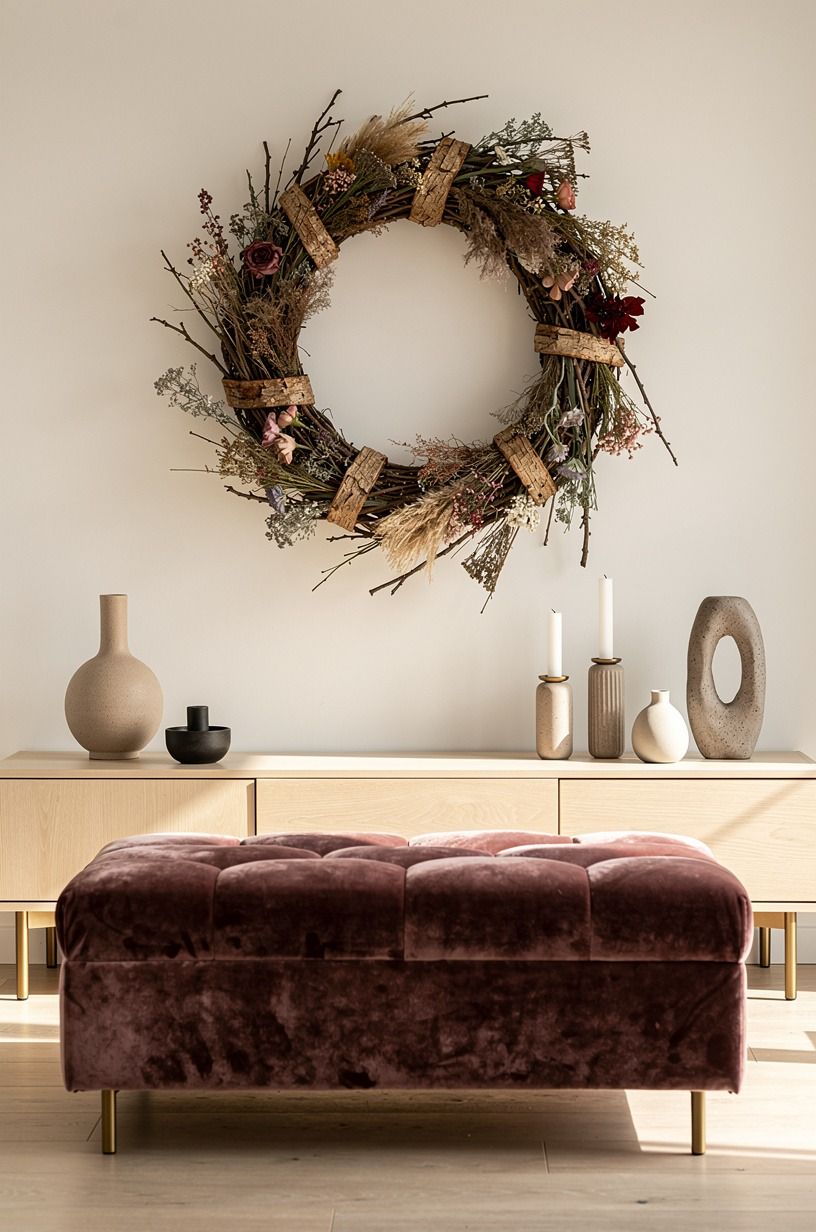 Anchor it with bark strips instead of ribbon