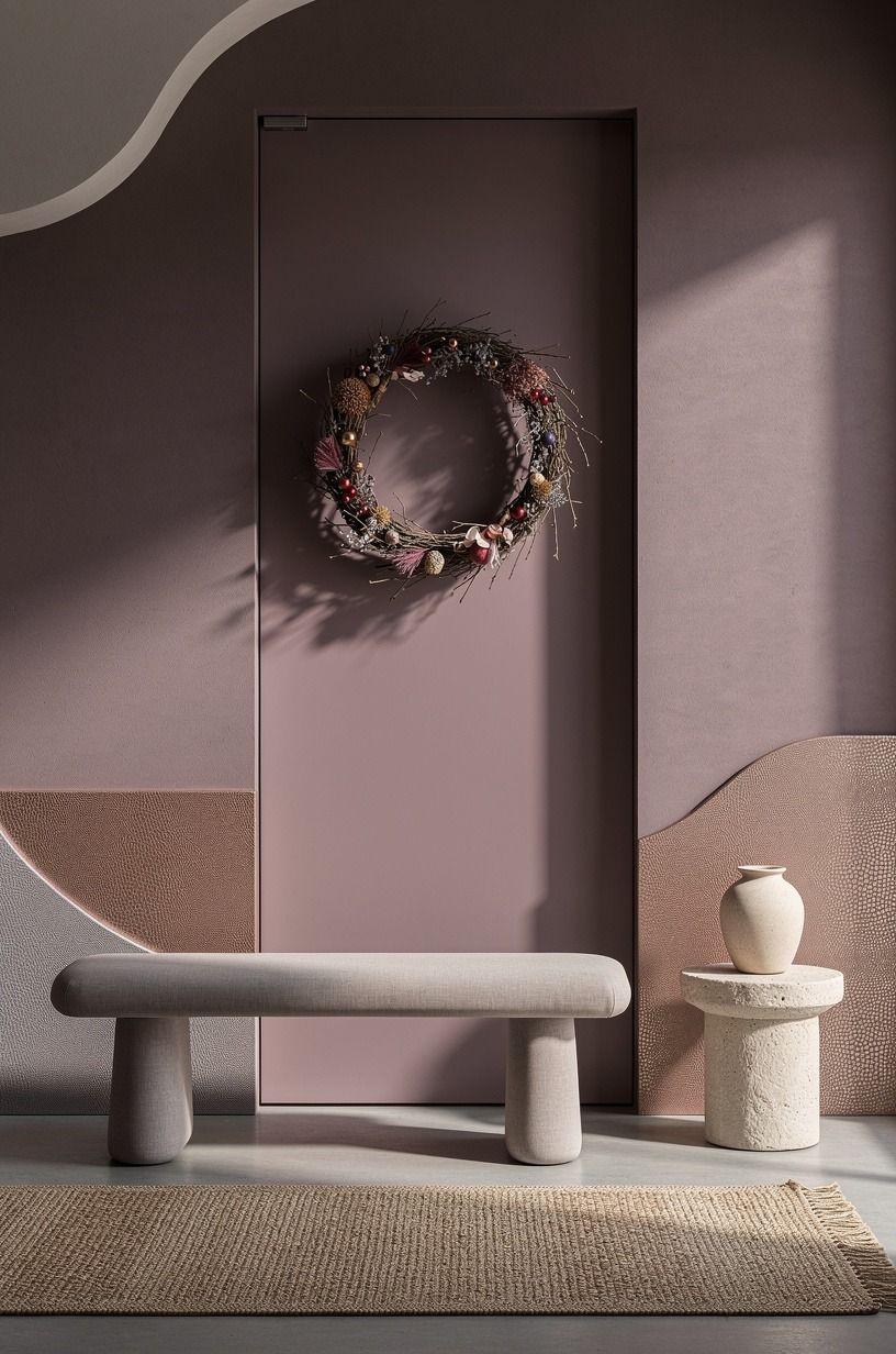 Frame the doorway with a rustic witchy wreath shadow