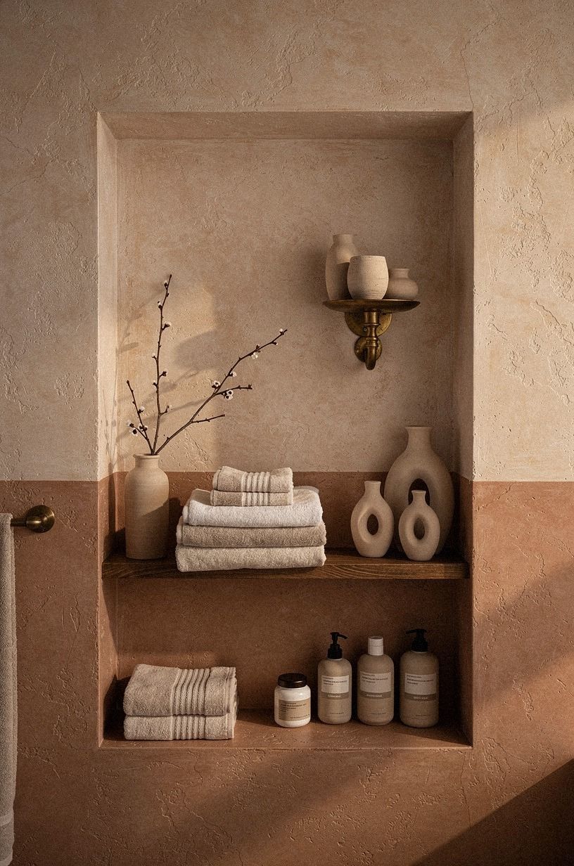 Frame the niche with a calming paint block