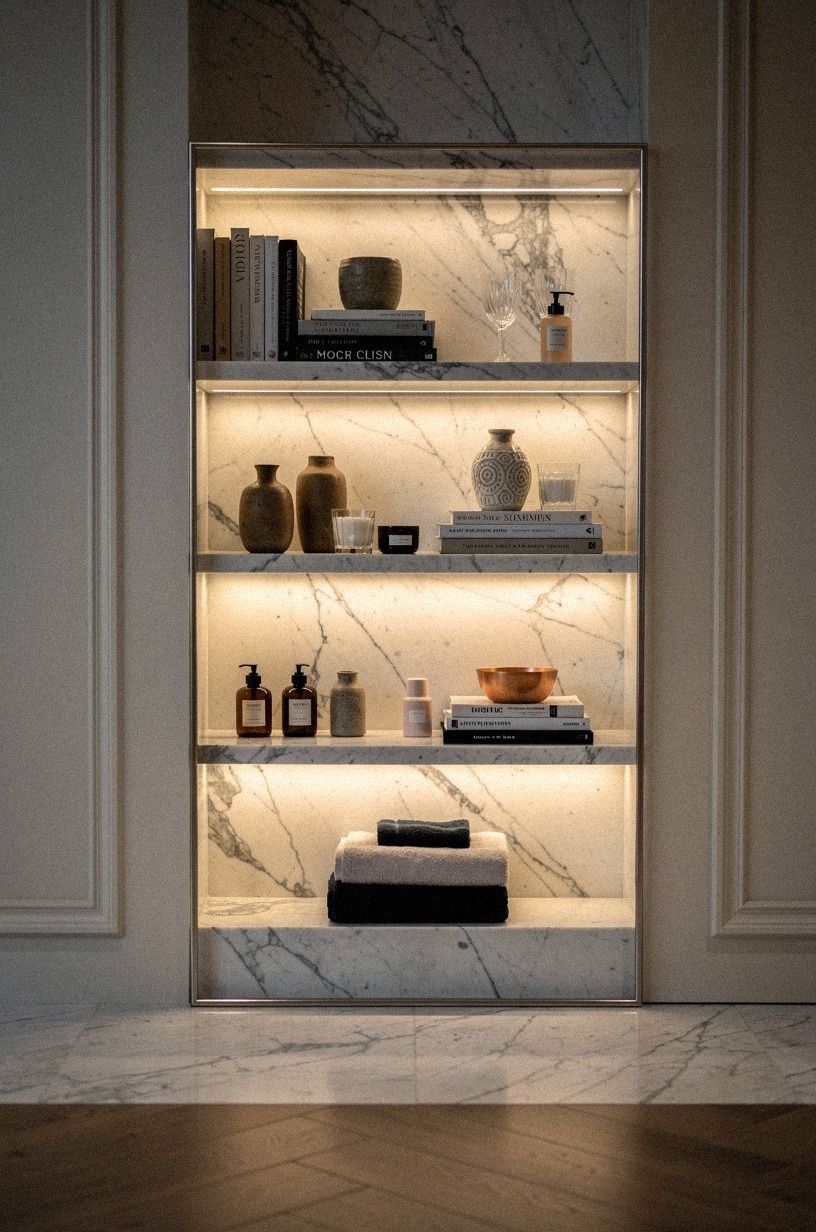 Frame the niche with a slim metal edge