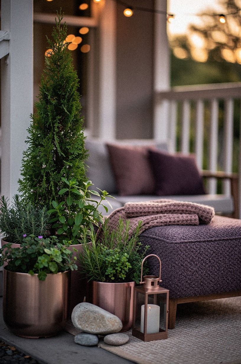 Mix Herbs with a Narrow Evergreen