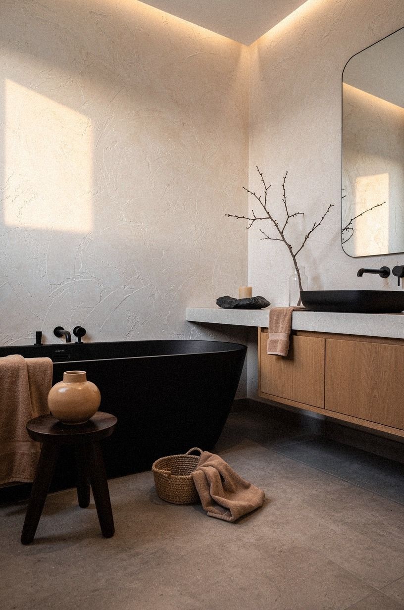Can black modern bathroom decor stay warm?