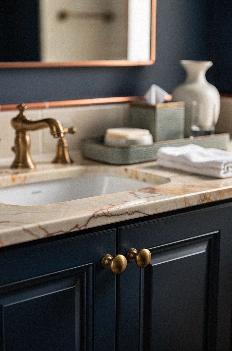 Choose aged brass instead of cold white hardware
