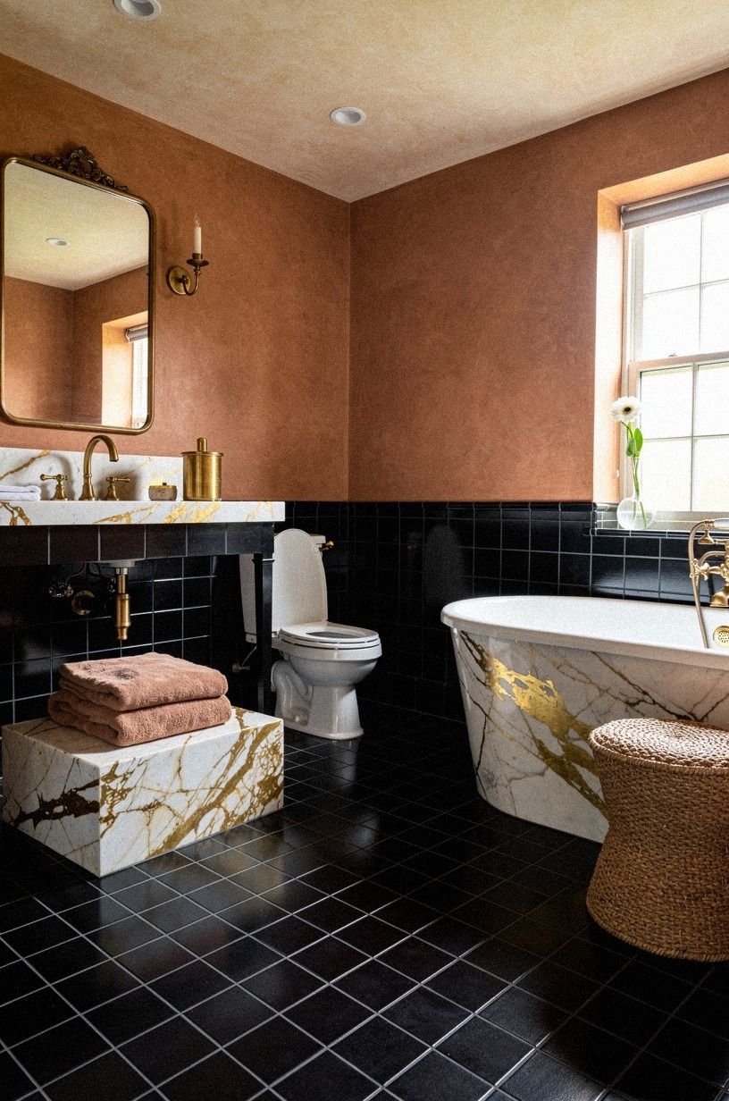 Can black bathroom tile stay light?