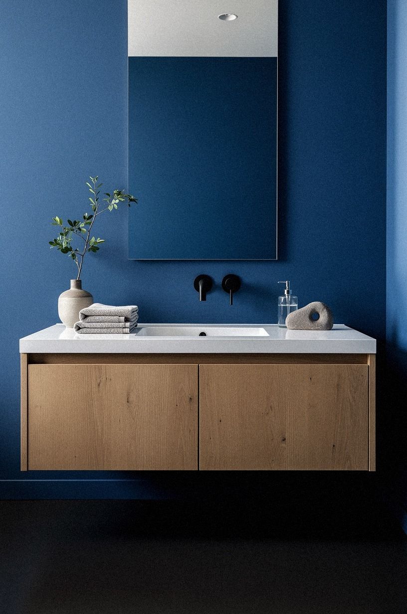 Paint the vanity wall a deep blue