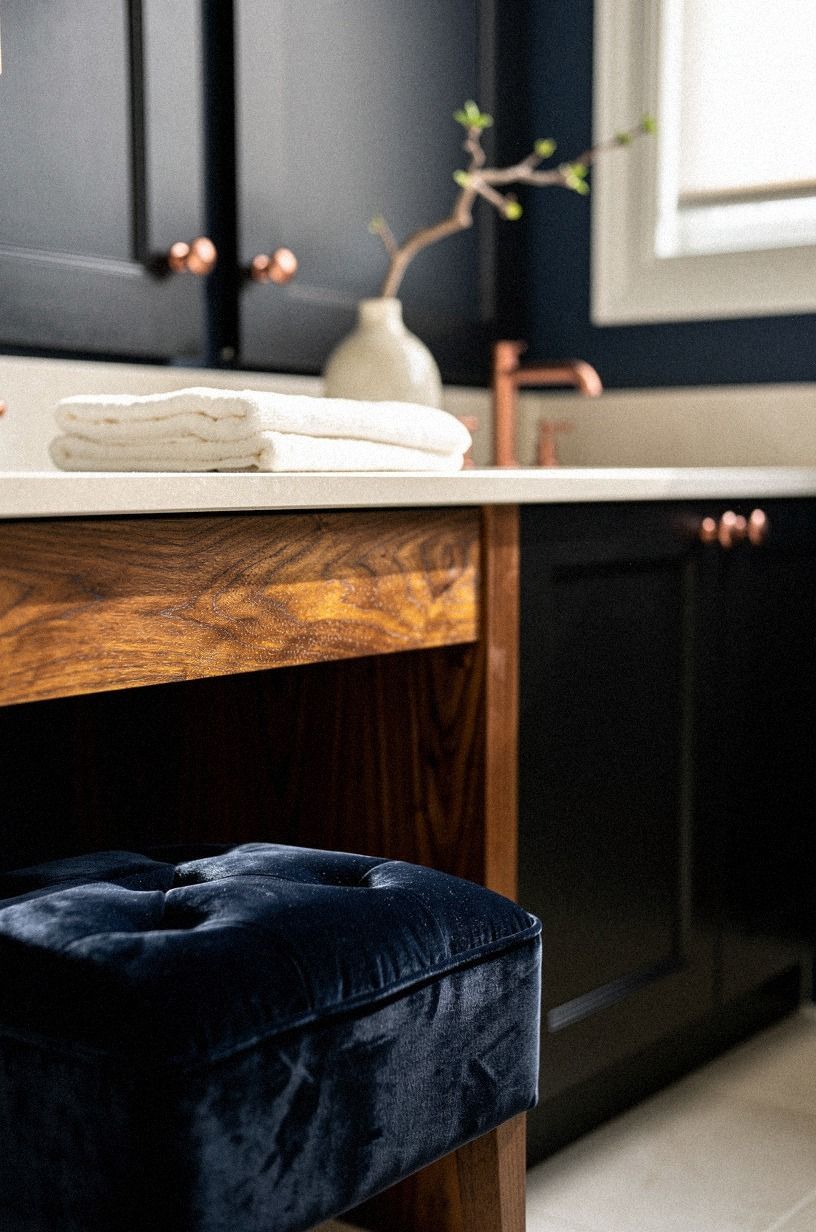 Try the Two-Wood Rule with a black bathroom vanity