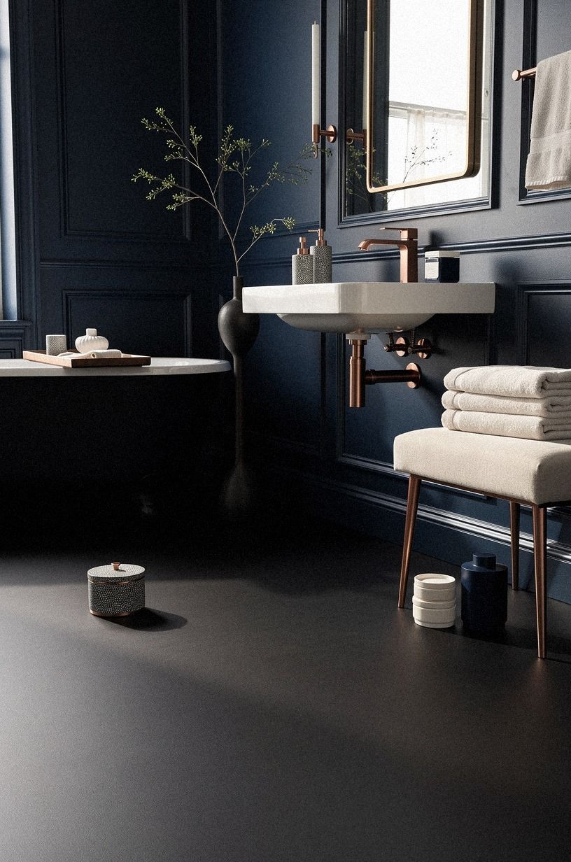 Use a black floor in a rental bathroom