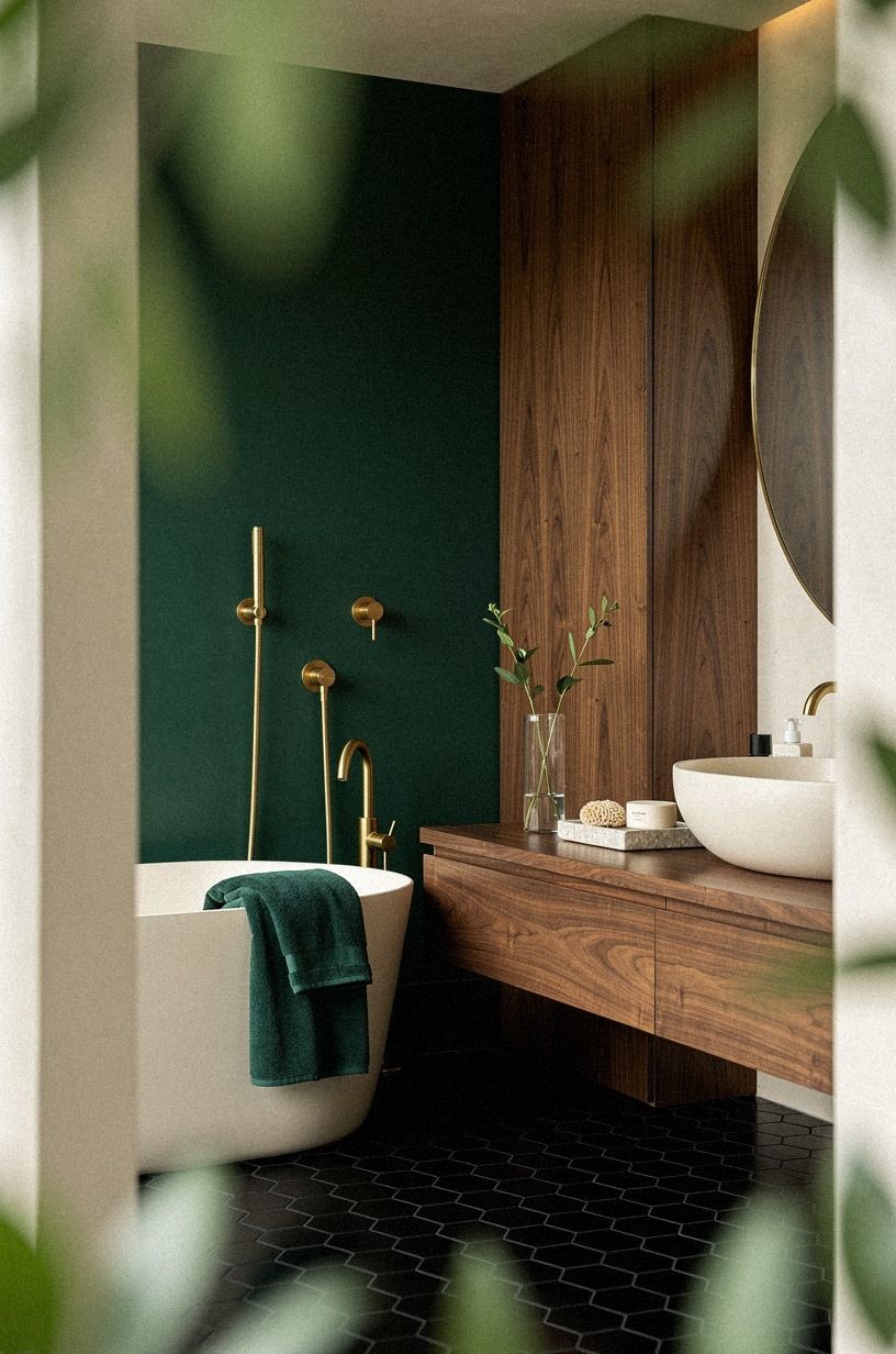 Start with the Two-Scale Hex Rule for bathroom black tile