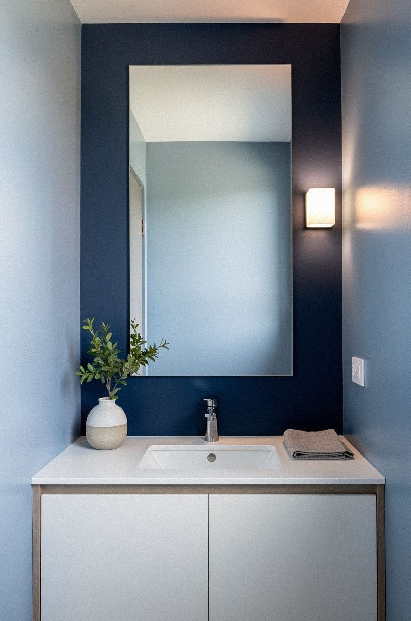 Hang a large mirror to widen the room