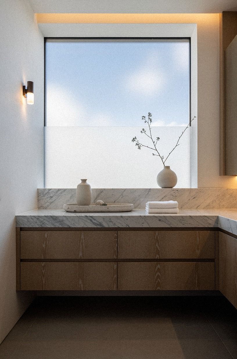 Pair soft sky with a marble ledge