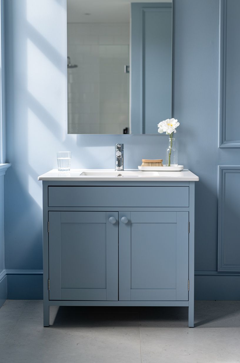 Swap a plain vanity for painted furniture