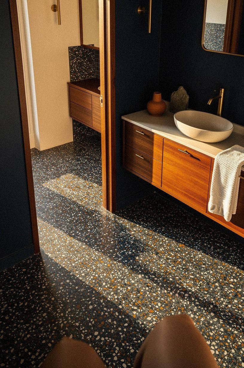Use the Two-Wood Rule for earthy contrast