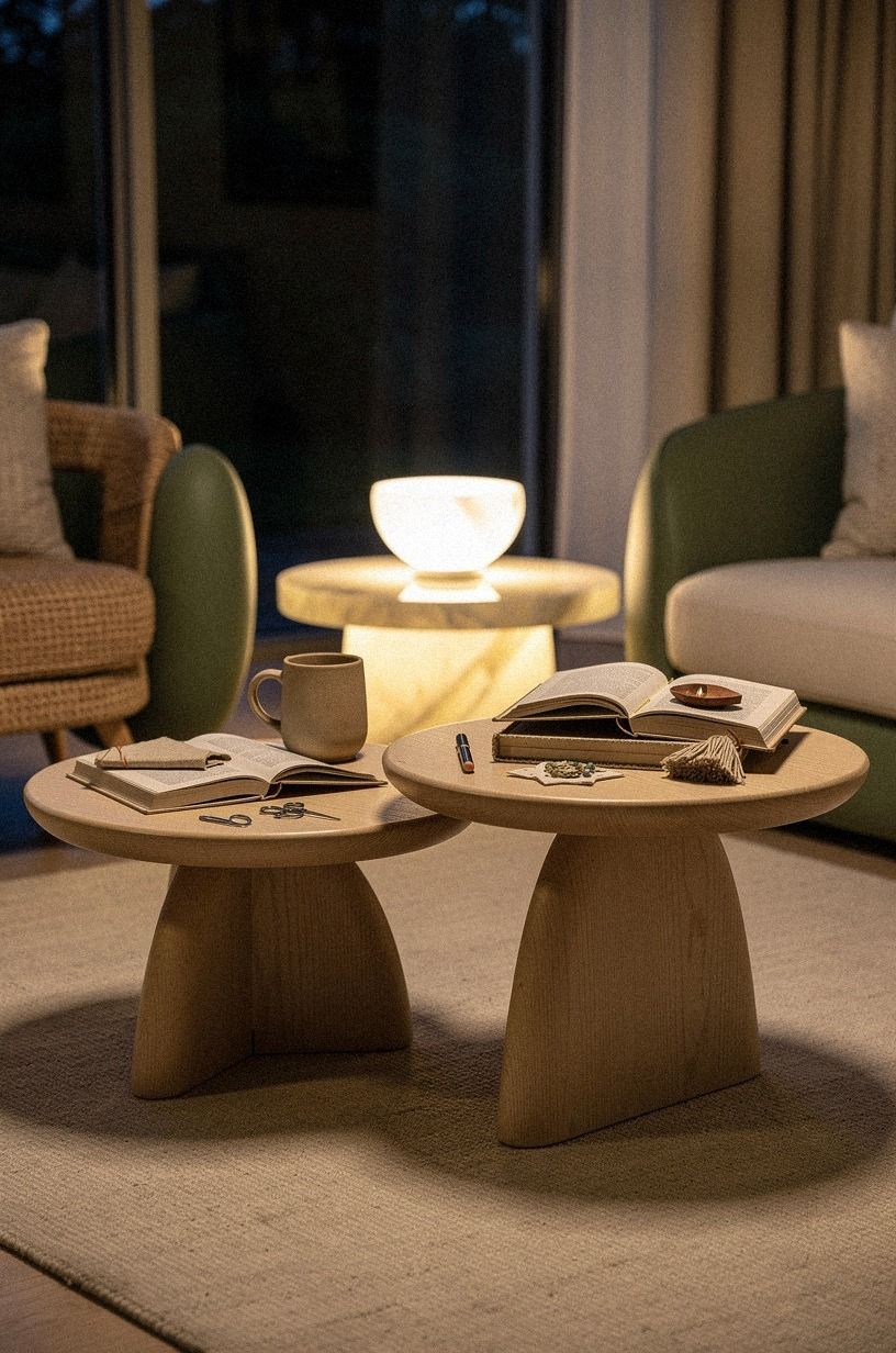 Float Two Small Side Tables Instead of One Big Coffee Table