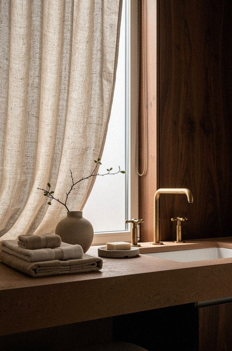 Belgian flax linen at the window