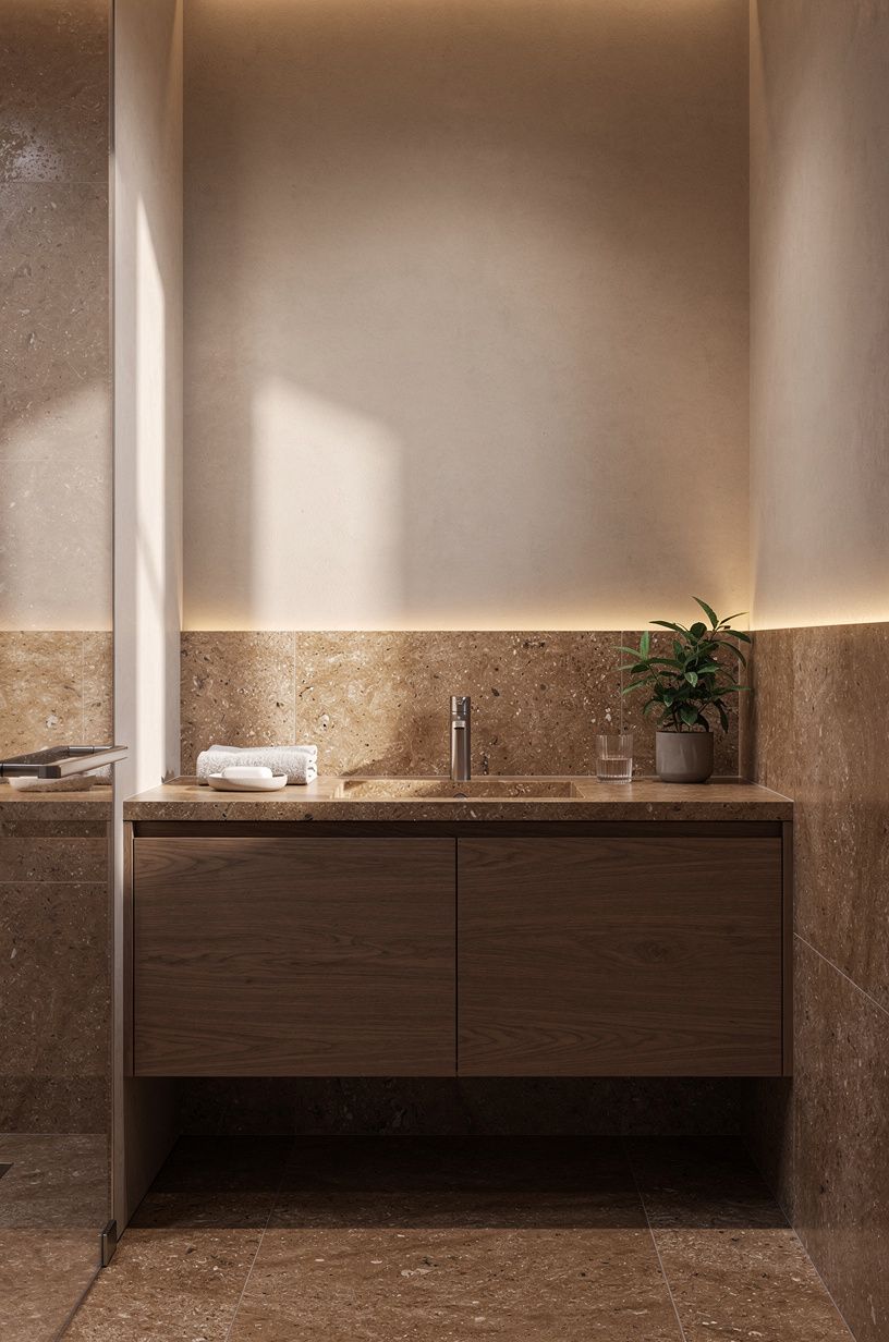 Why does a small bathroom need a pale counter?