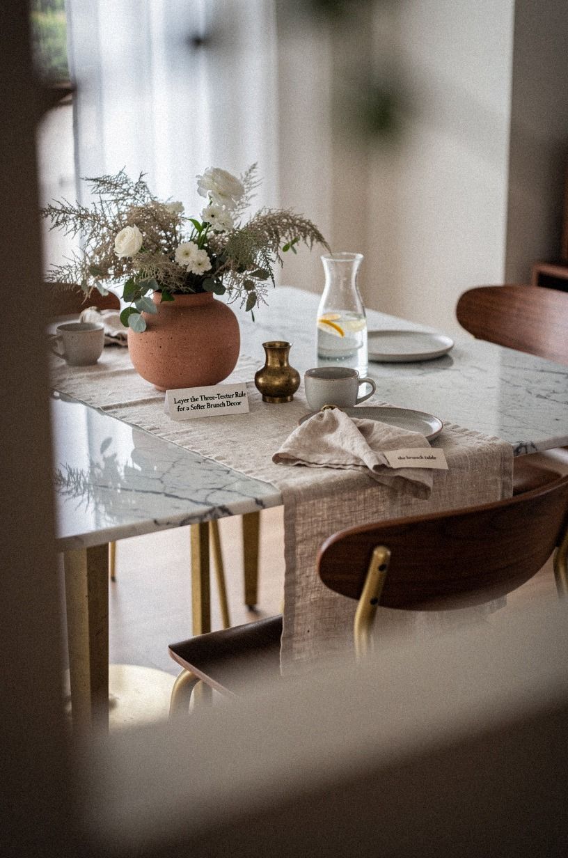 Layer the Three-Texture Rule for a Softer Brunch Decor