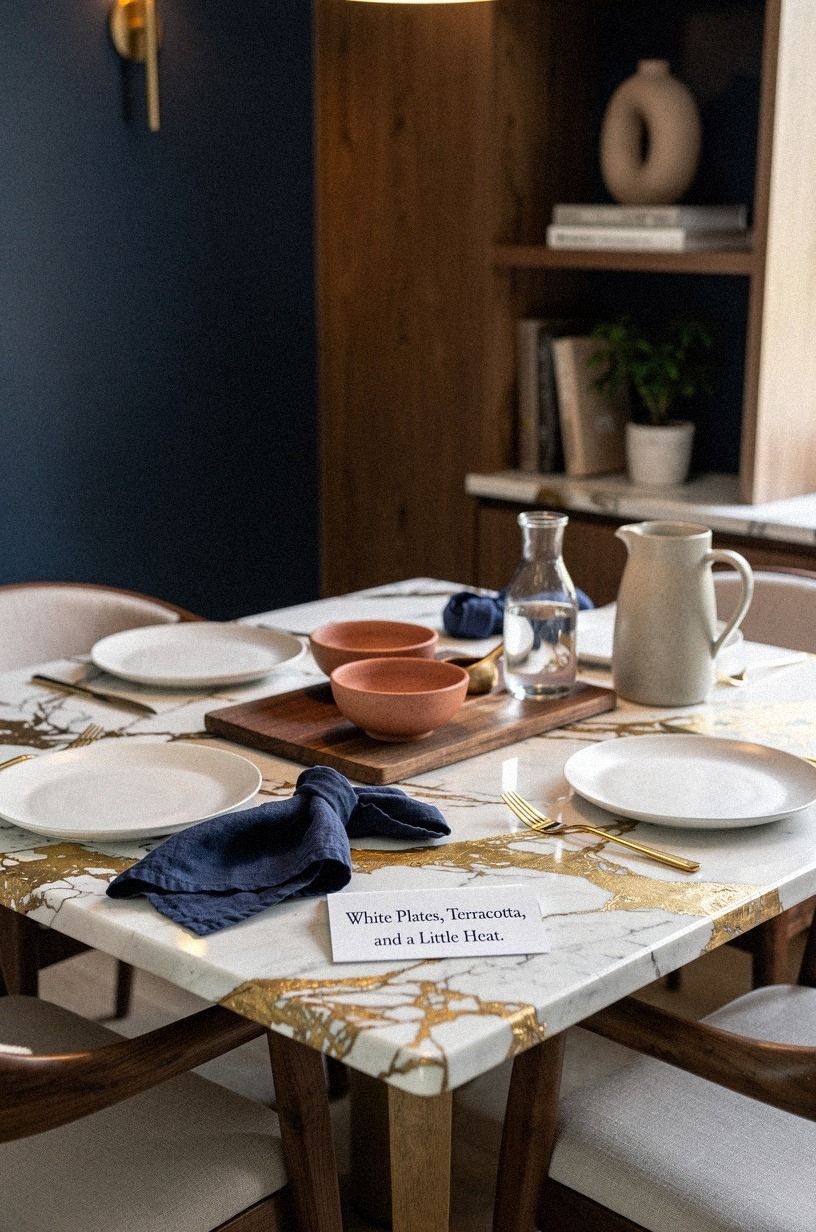 White Plates, Terracotta, and a Little Heat