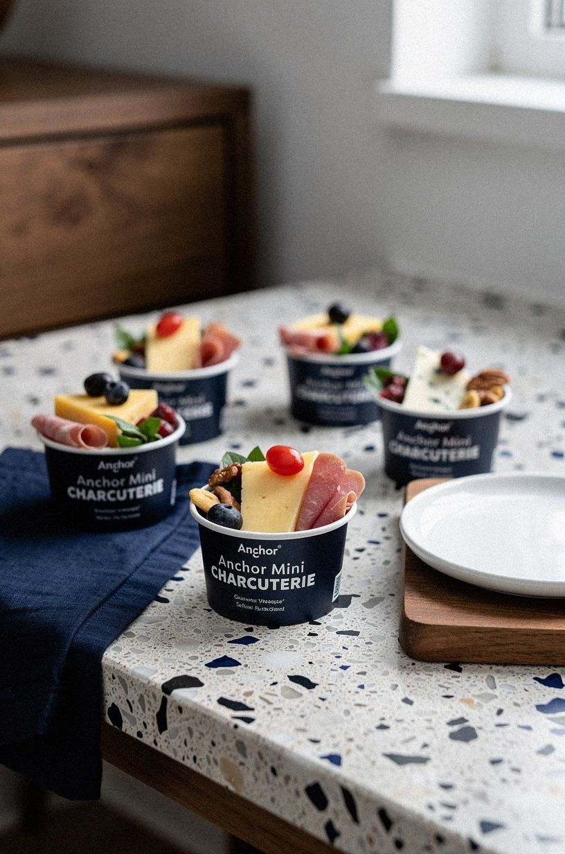 Anchor Mini Charcuterie Cups With One Bold Cheese