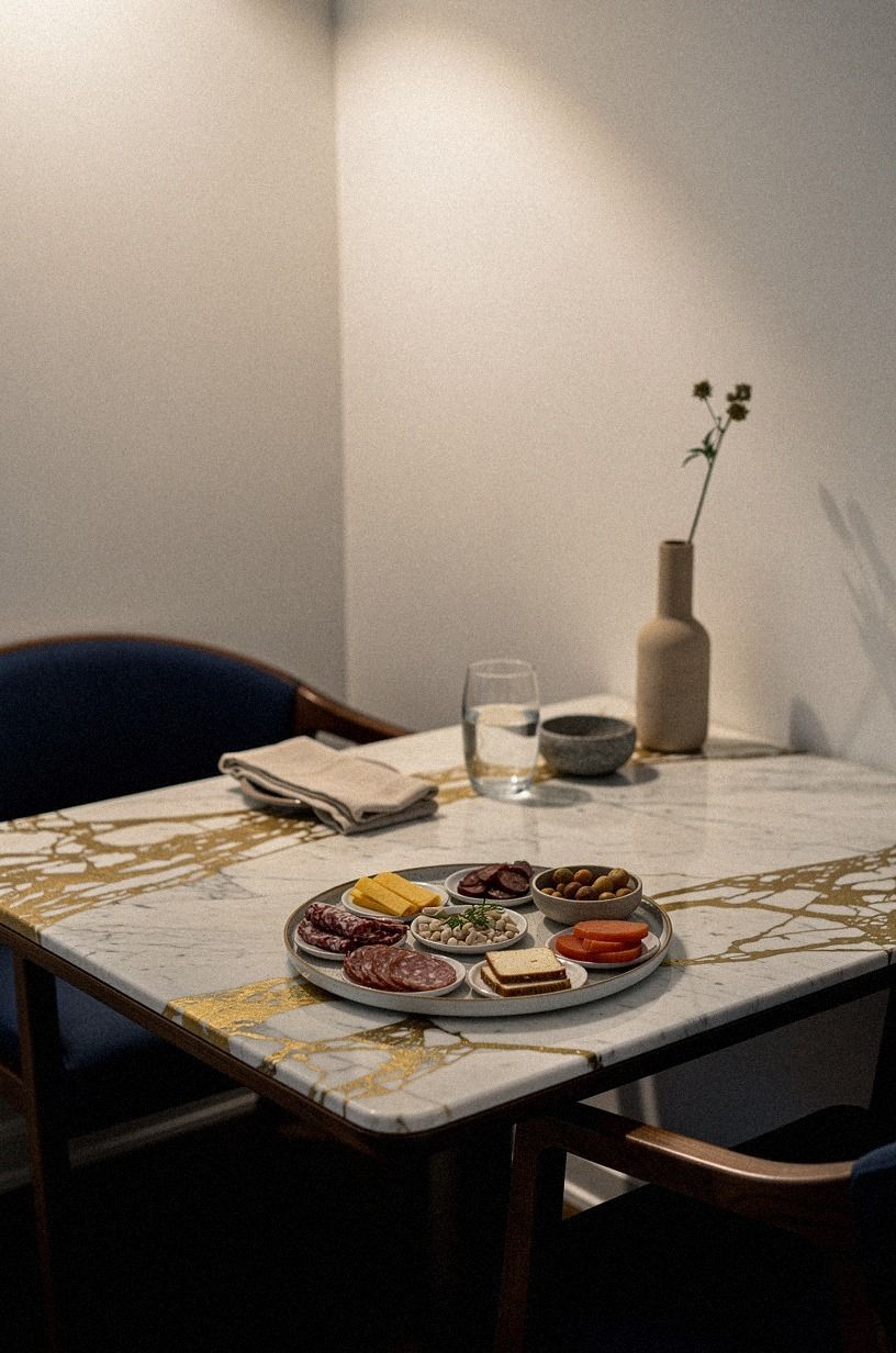 Start with charcuterie on a plate that has room to breathe