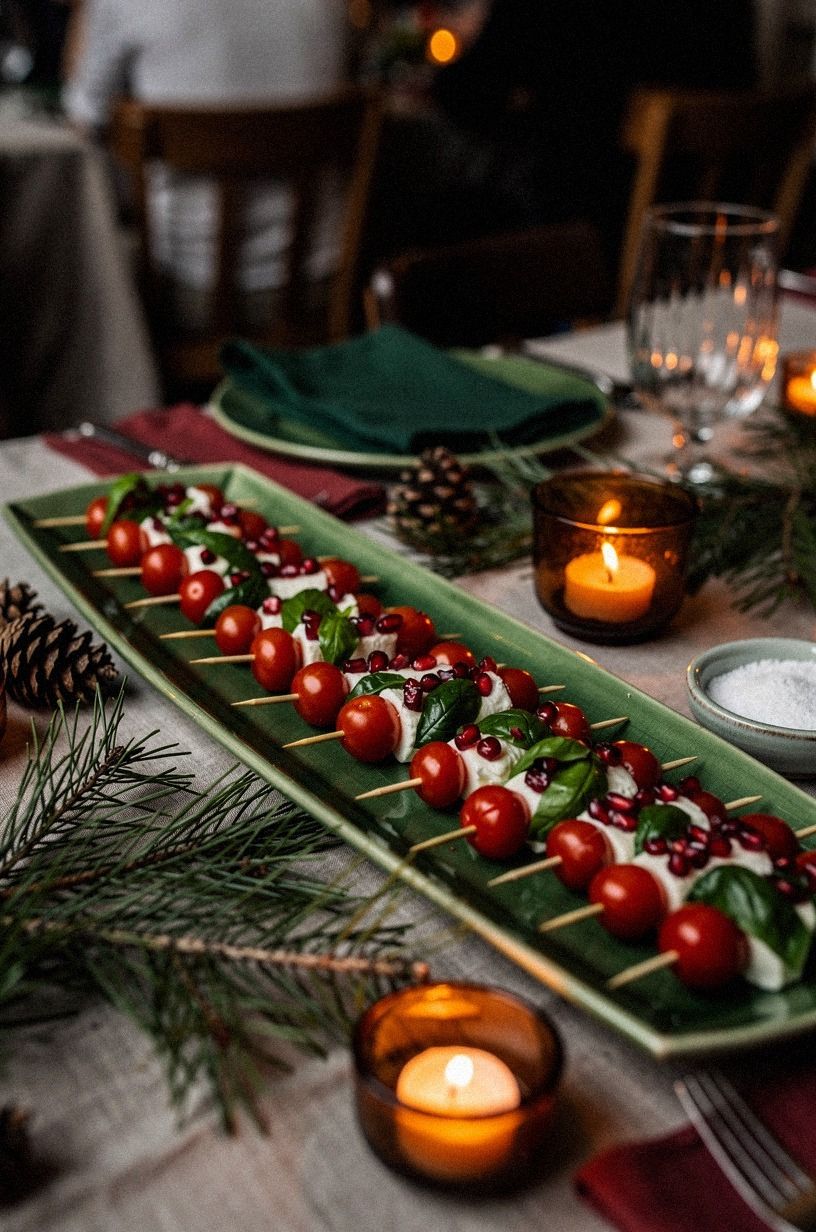 Skewer the Pomegranate Caprese Line