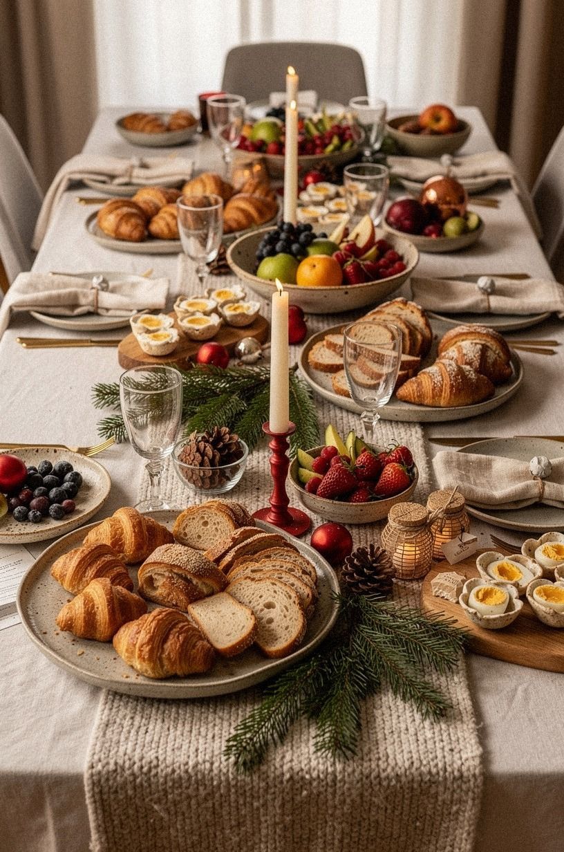 Anchor Brunch Christmas Food with a Wool Runner