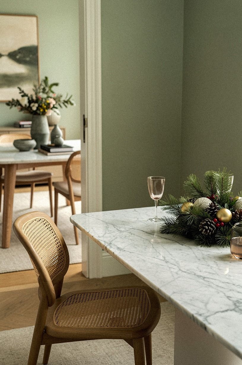 Add a Cane Chair Pause to the Christmas Centerpiece