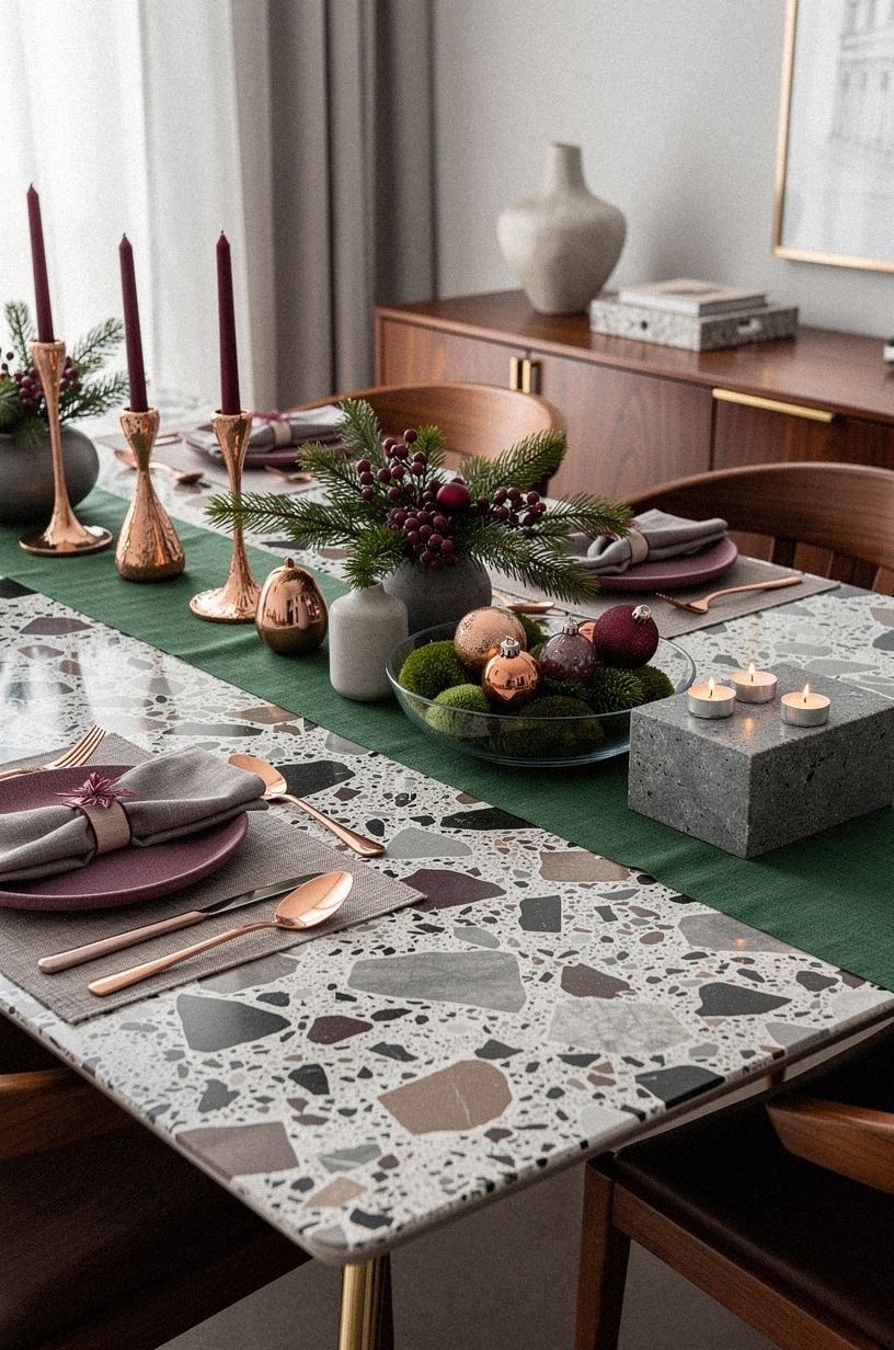 Layer Christmas Centerpieces Around One Green Line