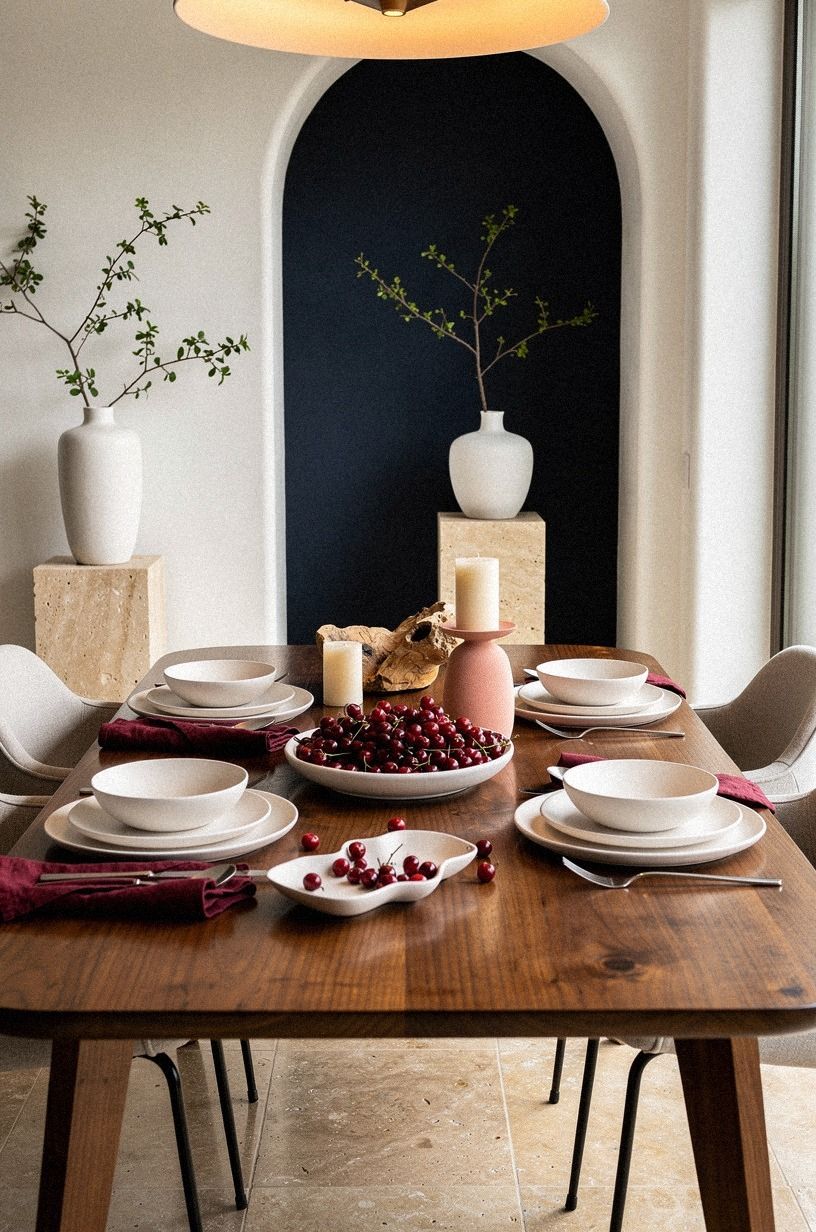 Mix Cranberries With Warm White Ceramic
