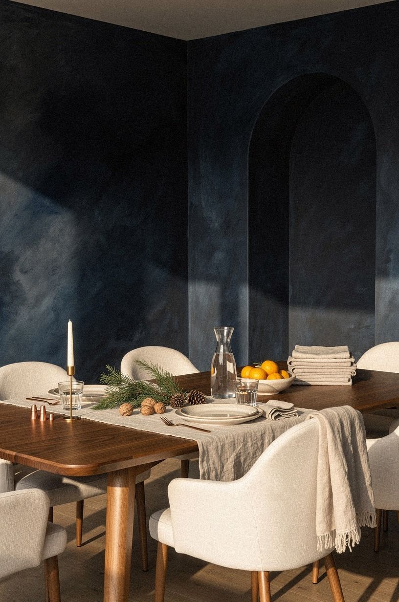 Why Paint the Backdrop in a Moody Christmas Dining Room?